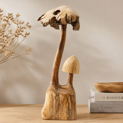 Carved Wooden Mushroom Home Decor