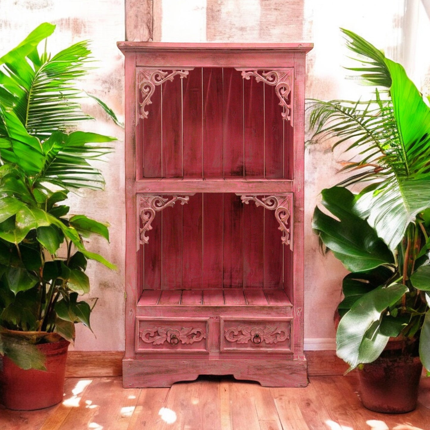 Shabby Chic Bathroom Cabinet - Wooden Storage Cabinet with Drawers - Rustic Display Shelf