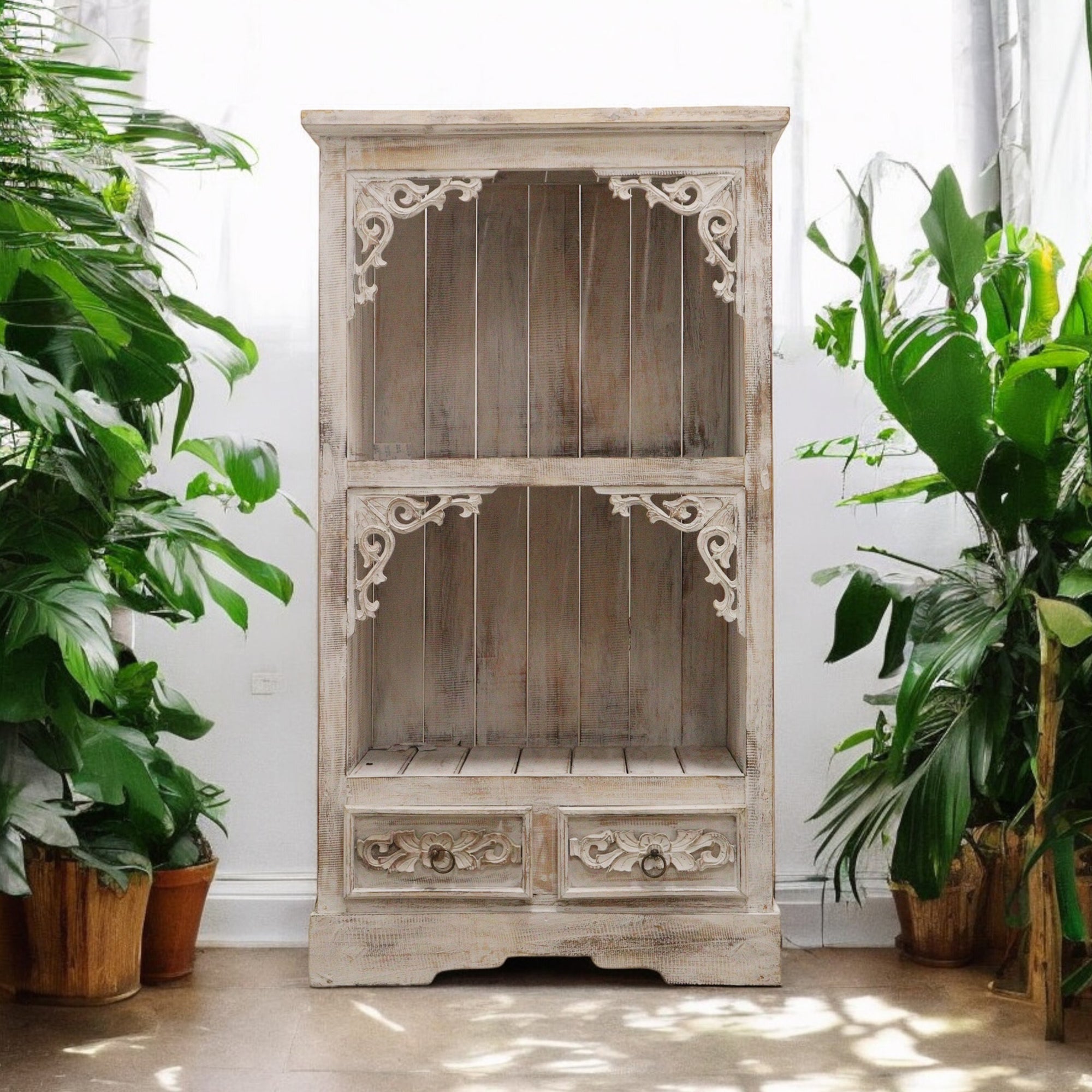 Shabby Chic Bathroom Cabinet - Wooden Storage Cabinet with Drawers - Rustic Display Shelf