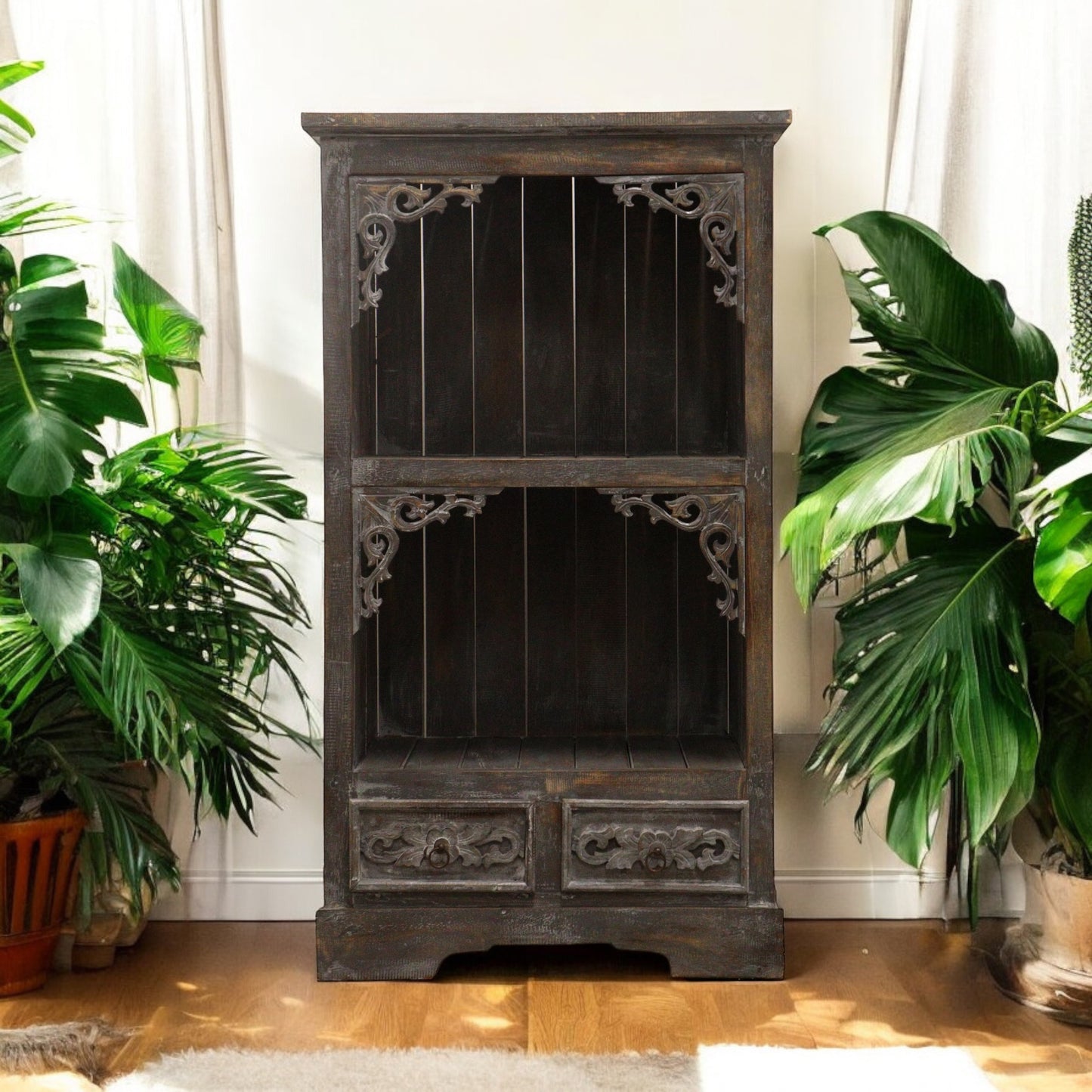 Shabby Chic Bathroom Cabinet - Wooden Storage Cabinet with Drawers - Rustic Display Shelf