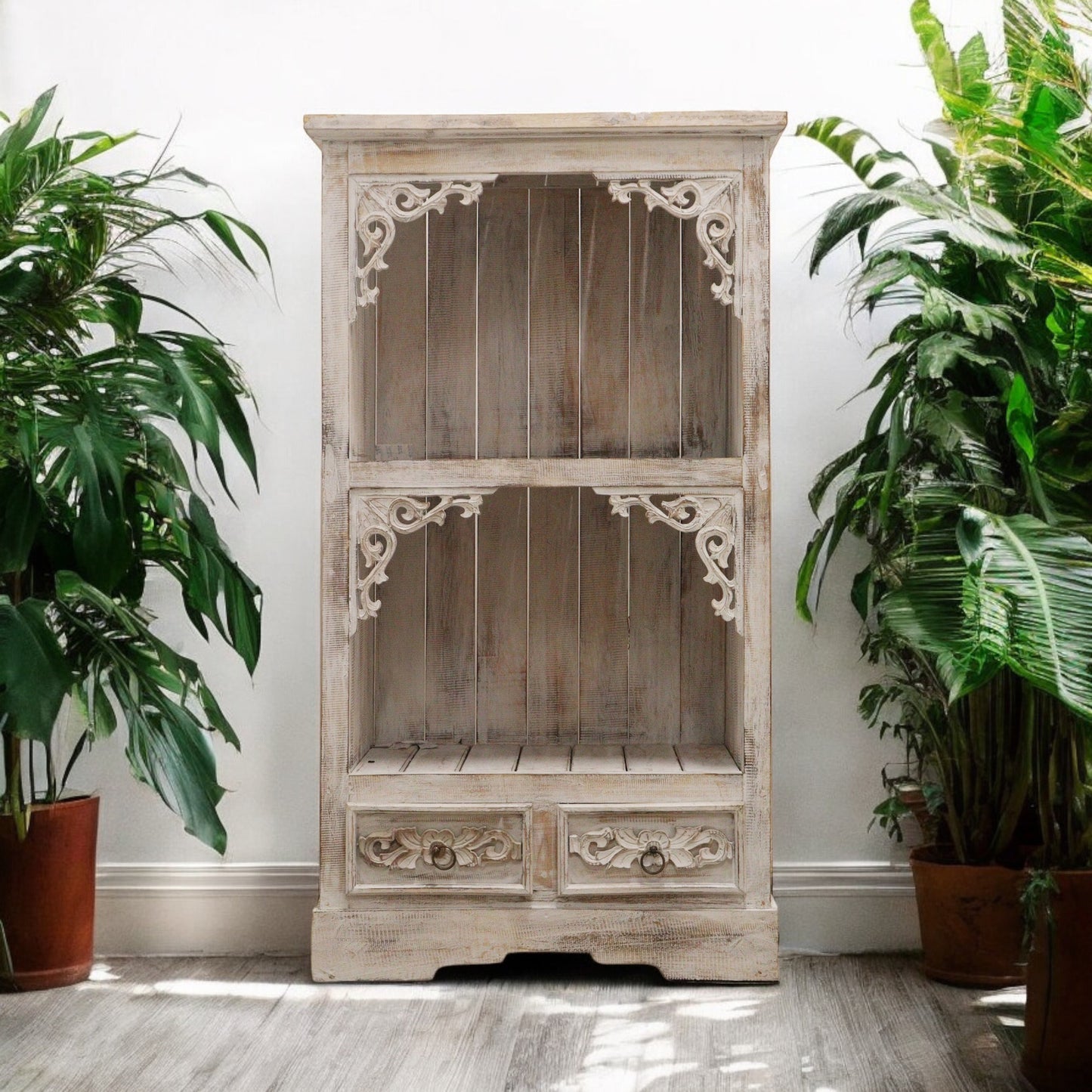 Shabby Chic Bathroom Cabinet - Wooden Storage Cabinet with Drawers - Rustic Display Shelf