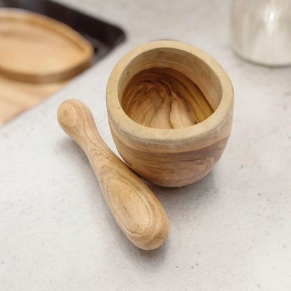 Wooden Pestle and Mortar Set - Natural Mortar and Pestle - Herb Grinding Set