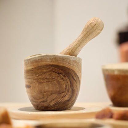 Wooden Pestle and Mortar Set - Natural Mortar and Pestle - Herb Grinding Set