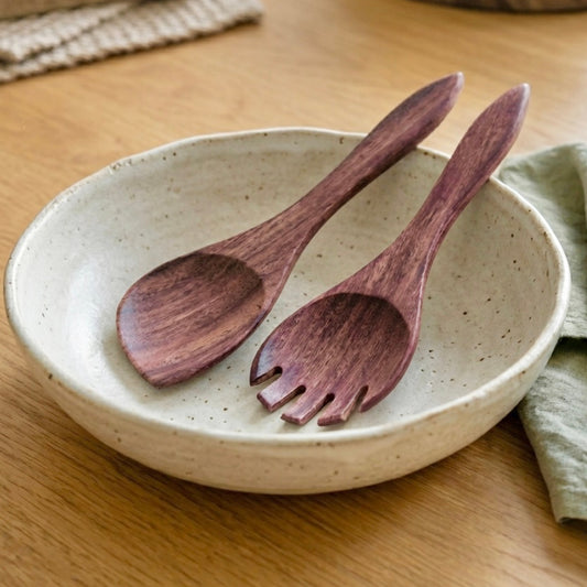 Wooden Salad Serving Spoons - Sustainable Salad Tongs
