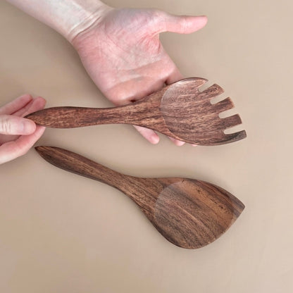 Wooden Salad Serving Spoons - Sustainable Salad Tongs