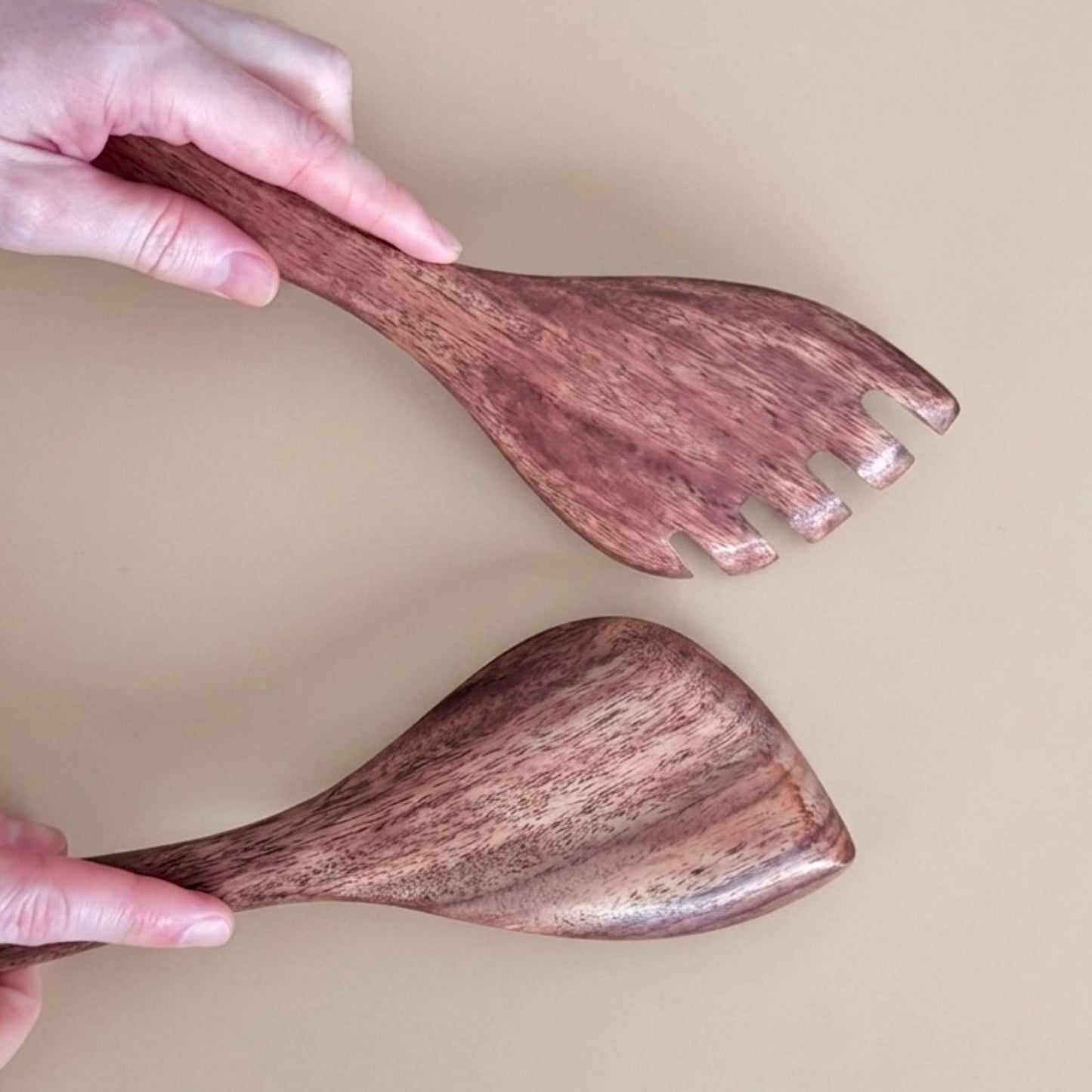 Wooden Salad Serving Spoons - Sustainable Salad Tongs