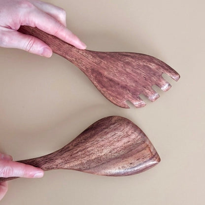 Wooden Salad Serving Spoons - Sustainable Salad Tongs
