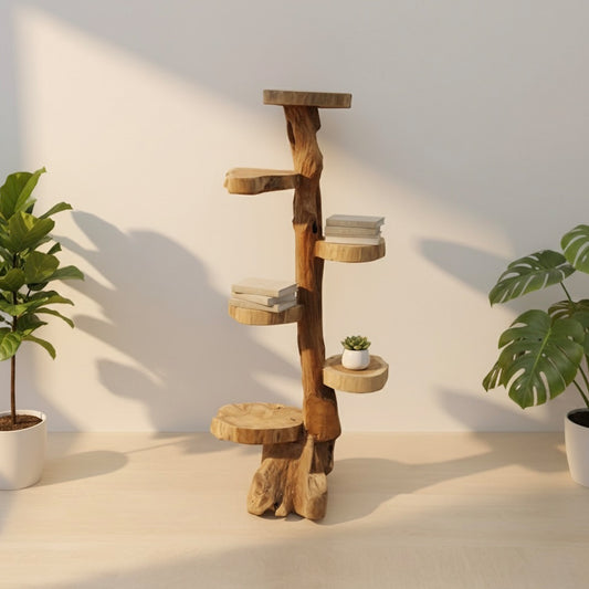Teak Wood Shelves and Freestanding Bookcase - Teak Shelving Unit - Freestanding Bookshelf