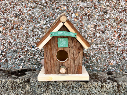 Wood Bark Garden Bird House - Garden Decorations - Gifts for Gardener