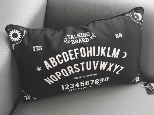 Black Rectangular Ouija Board Cushion - Small Rectangle Black and White Cushion