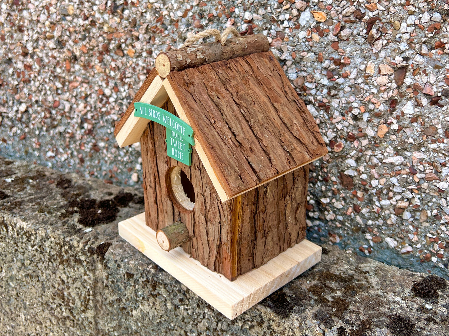 Wood Bark Garden Bird House - Garden Decorations - Gifts for Gardener