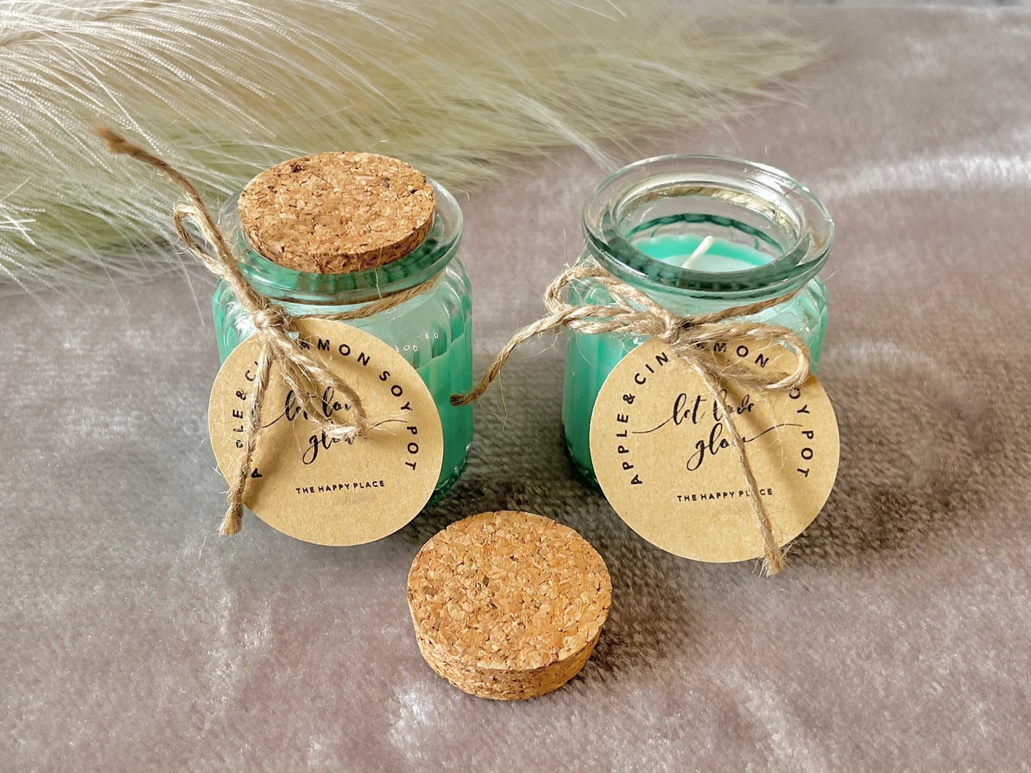 Apple and Cinnamon Soy Wax Candles - Vegan Soy Candles in Glass Pots - Christmas Candles