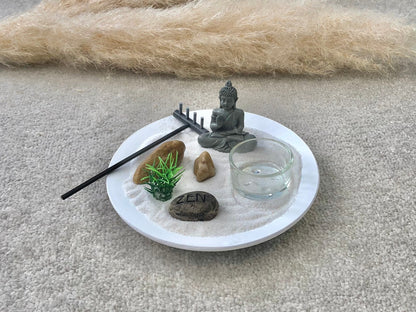 Mini Zen Rock Garden with Buddha - Spiritual Gift Set