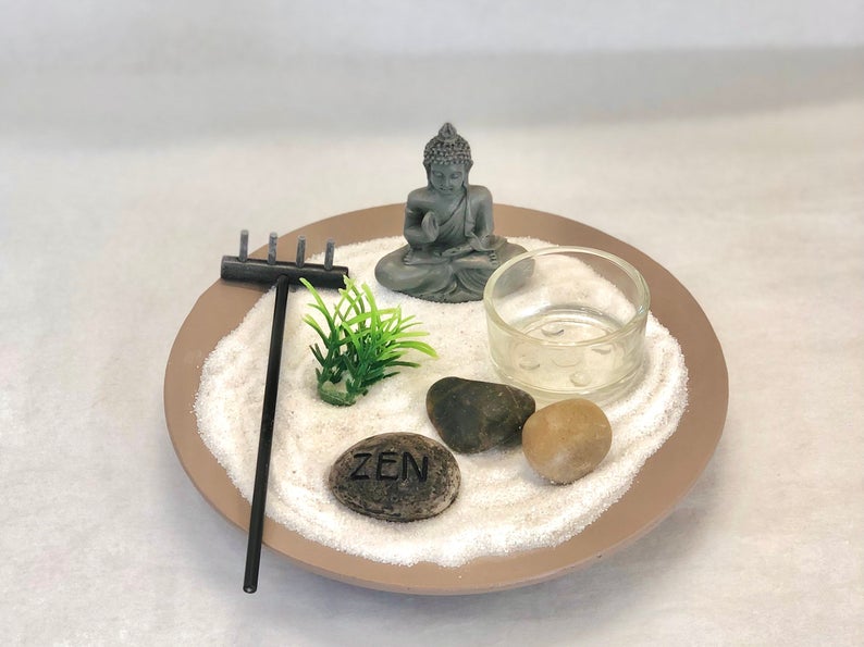 Mini Zen Rock Garden with Buddha - Spiritual Gift Set