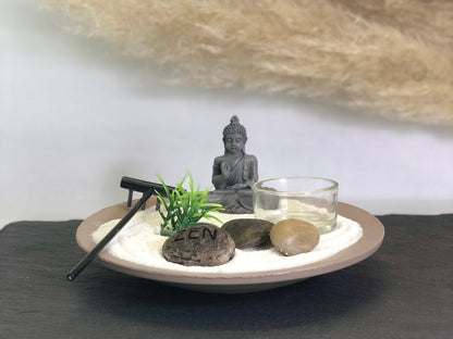 Mini Zen Rock Garden with Buddha - Spiritual Gift Set