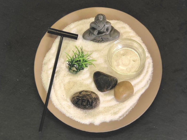 Mini Zen Rock Garden with Buddha - Spiritual Gift Set