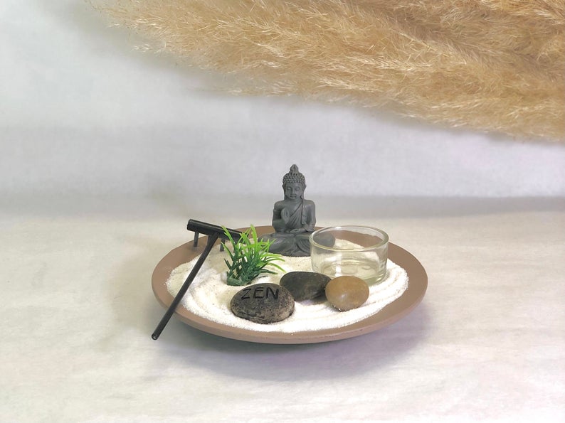 Mini Zen Rock Garden with Buddha - Spiritual Gift Set