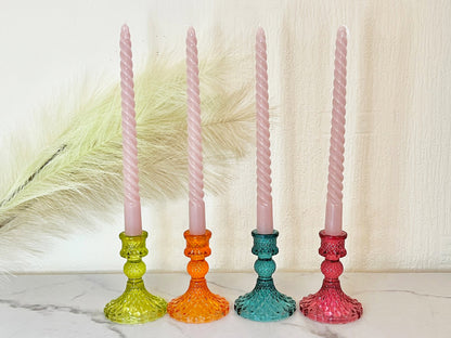 Vintage Glass Dinner Candle Holders