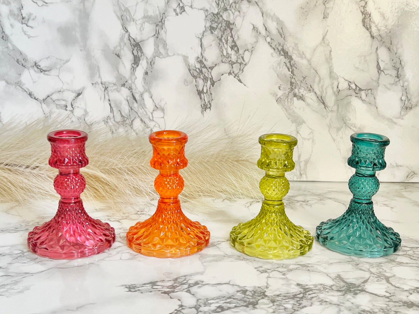 Vintage Glass Dinner Candle Holders