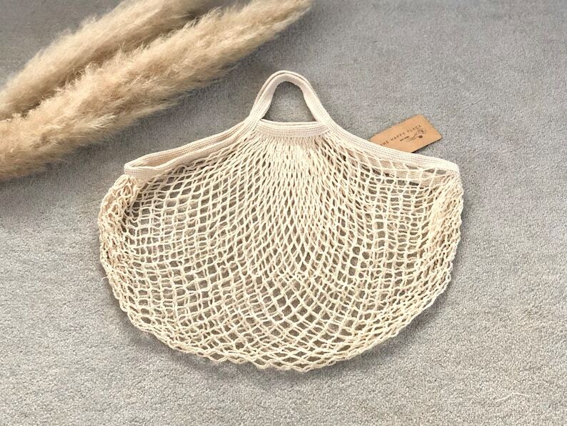Handmade Mesh Cotton Shopping Tote - Eco Friendly Natural Vegetable Ne –  The Happy Place Things