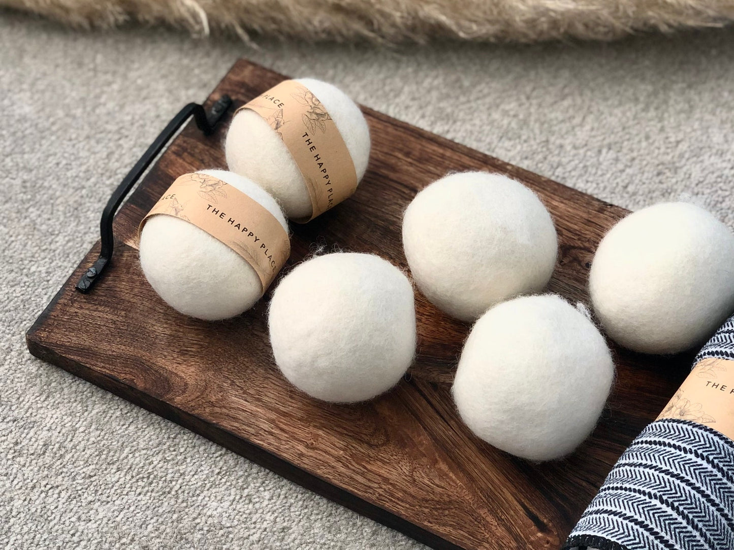 3 Pure Felted Wool Tumblr Dryer Balls - Natural Eco Friendly Dryer Balls