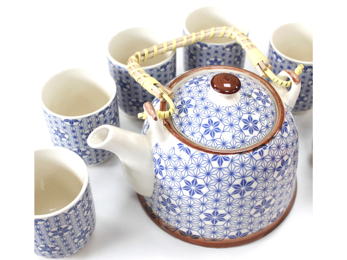 Traditional Herbal Tea Pot Set with Teapot with Tea Infuser & 6 Matching Tea Cups - Herbal Tea Gift Set