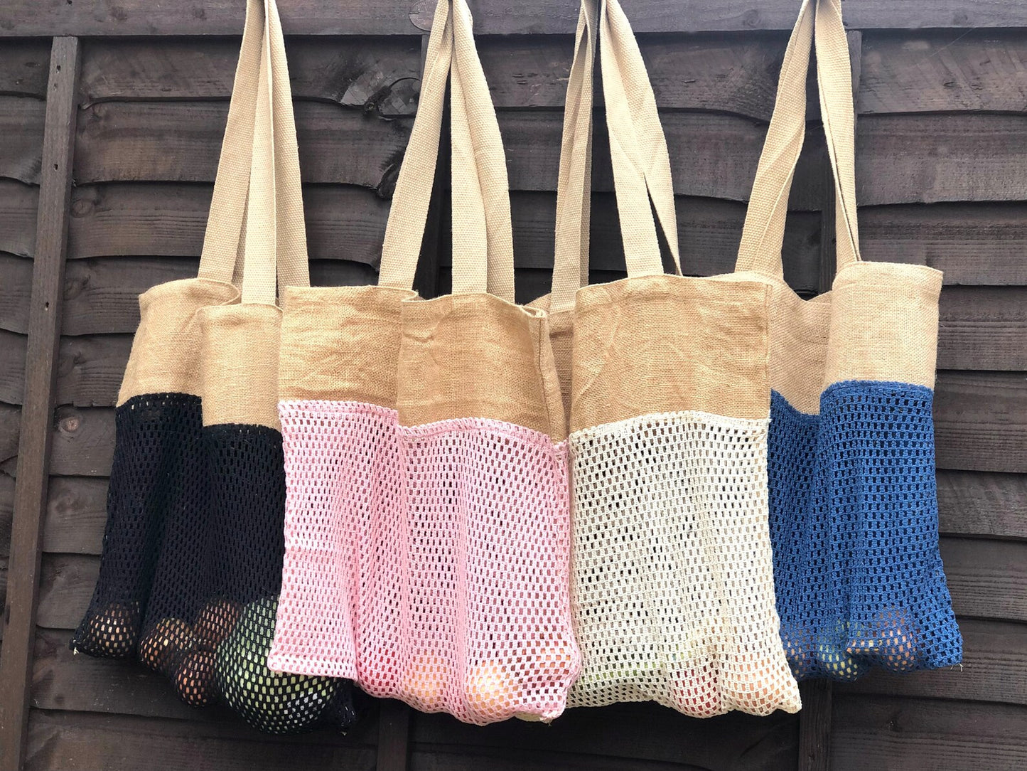 Eco Friendly Natural Cotton and Jute Net Mesh Shopping Bag
