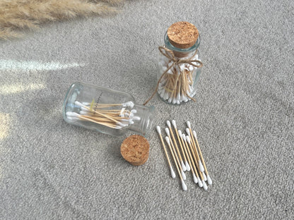 Sustainable Bamboo Cotton Buds in Glass Jar