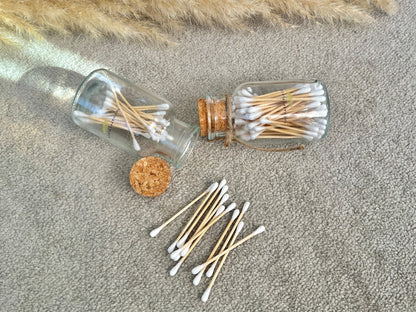 Sustainable Bamboo Cotton Buds in Glass Jar