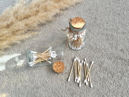 Sustainable Bamboo Cotton Buds in Glass Jar