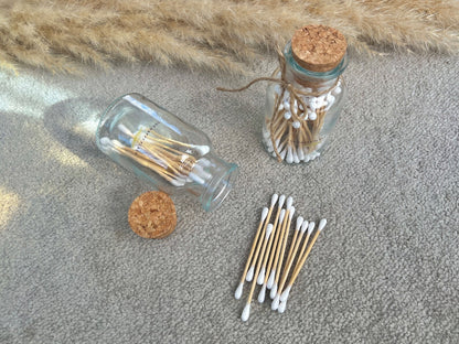 Sustainable Bamboo Cotton Buds in Glass Jar