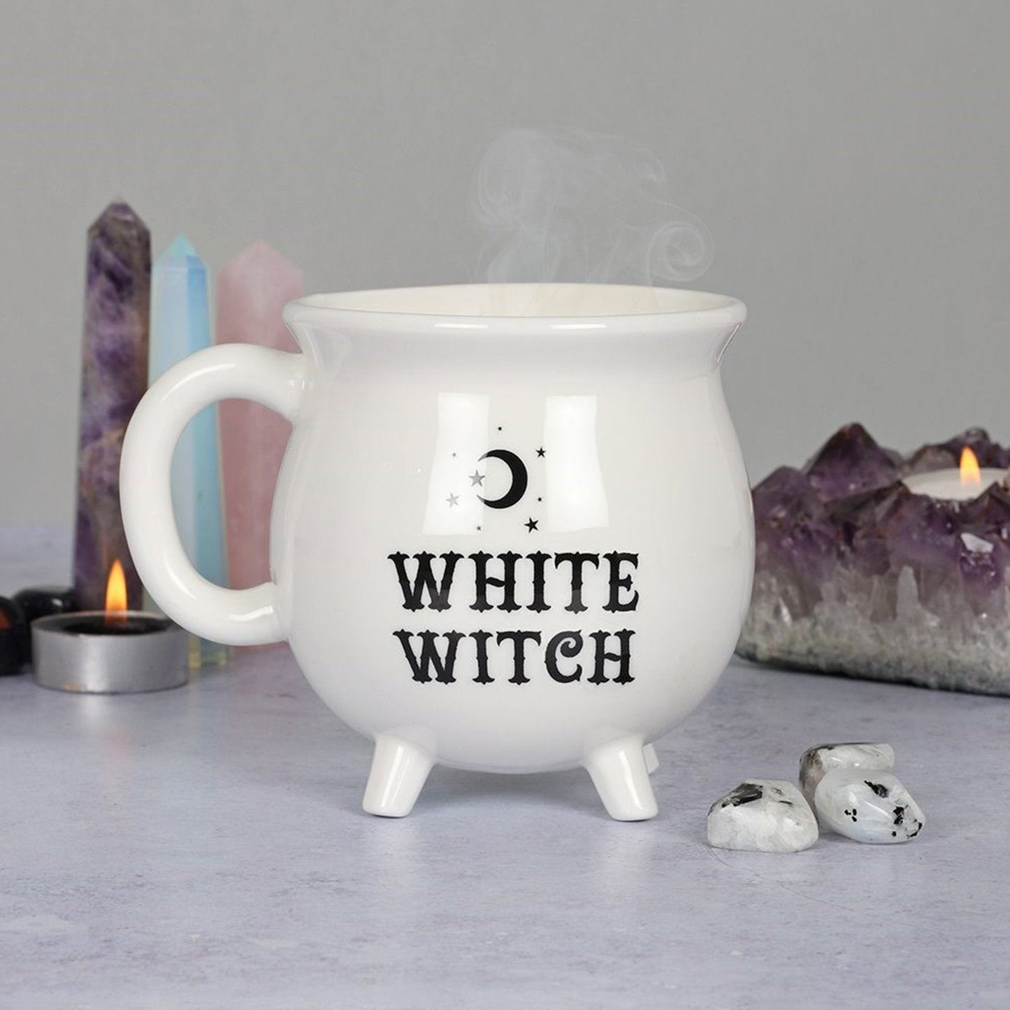 White Cauldron Mug -  White Witch Mug - Gothic Gifts - Halloween