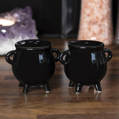 Black Cruet Set - Cauldron Inspired Salt & Pepper Shakers