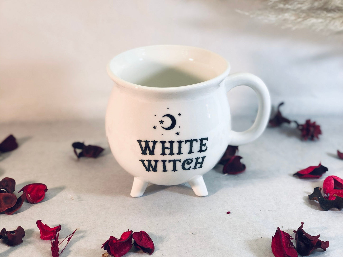 White Cauldron Mug -  White Witch Mug - Gothic Gifts - Halloween