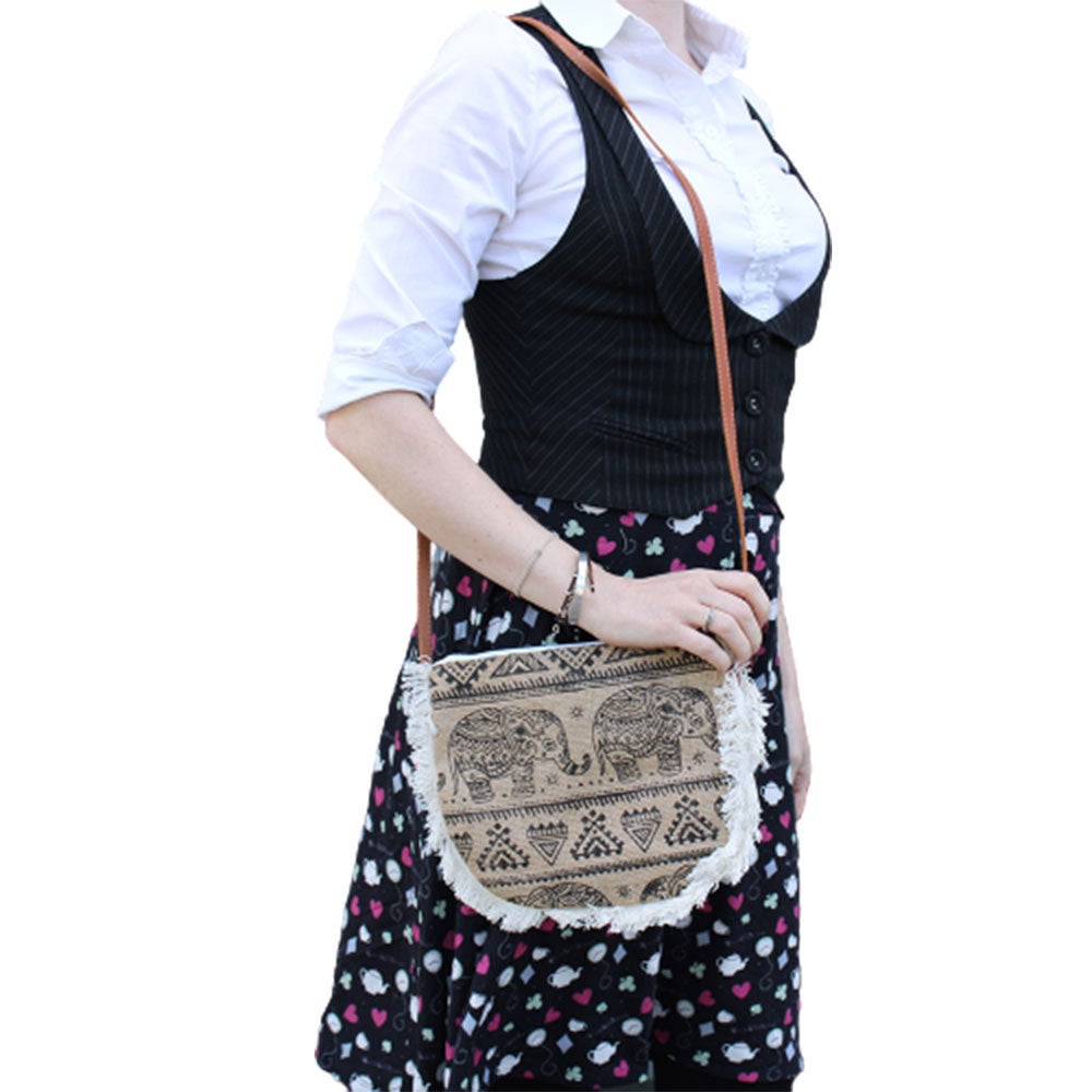 Elephant Print Cross Shoulder Bag - Screen Print Bag - Women's Shoulder Bag - Women's Cross body Handbag