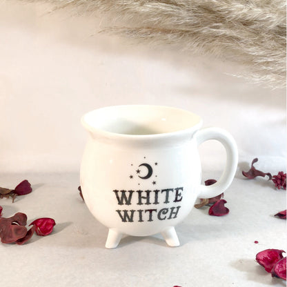 White Cauldron Mug -  White Witch Mug - Gothic Gifts - Halloween