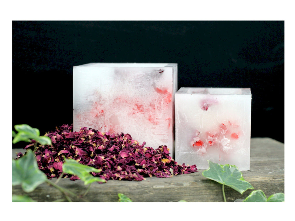Natural Rose Scented Soy Candle, Lavender Scent Soy Wax Candle With Real Flower Petals, Handmade Soy Candle, Floral Candle, Bougie Parfumee