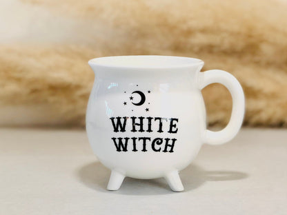 White Cauldron Mug -  White Witch Mug - Gothic Gifts - Halloween