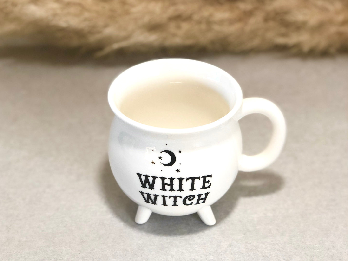 White Cauldron Mug -  White Witch Mug - Gothic Gifts - Halloween