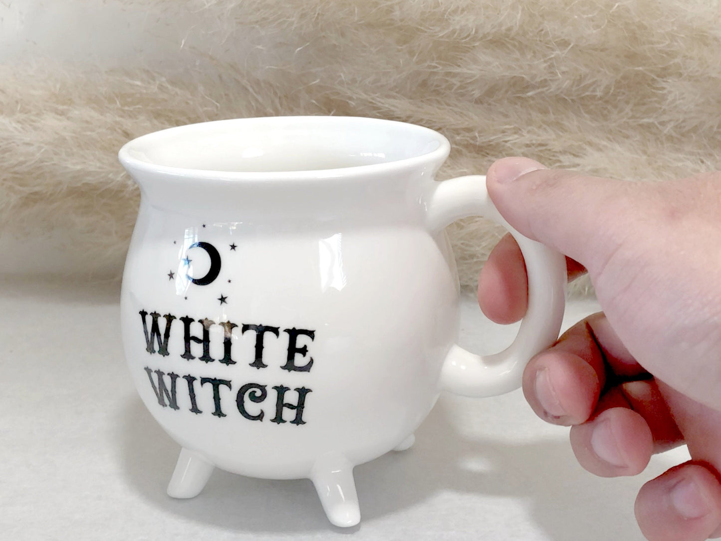 White Cauldron Mug -  White Witch Mug - Gothic Gifts - Halloween