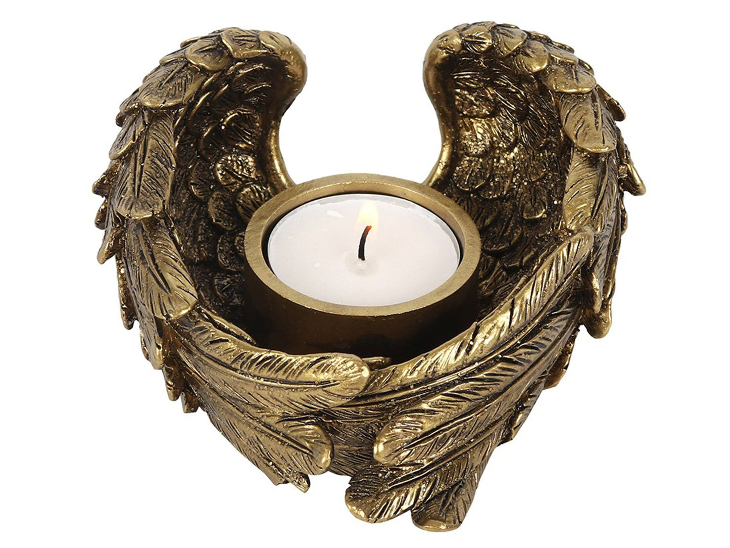 Gold Angel Wing Tealight Holder - Golden Candle Holder