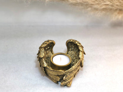 Gold Angel Wing Tealight Holder - Golden Candle Holder