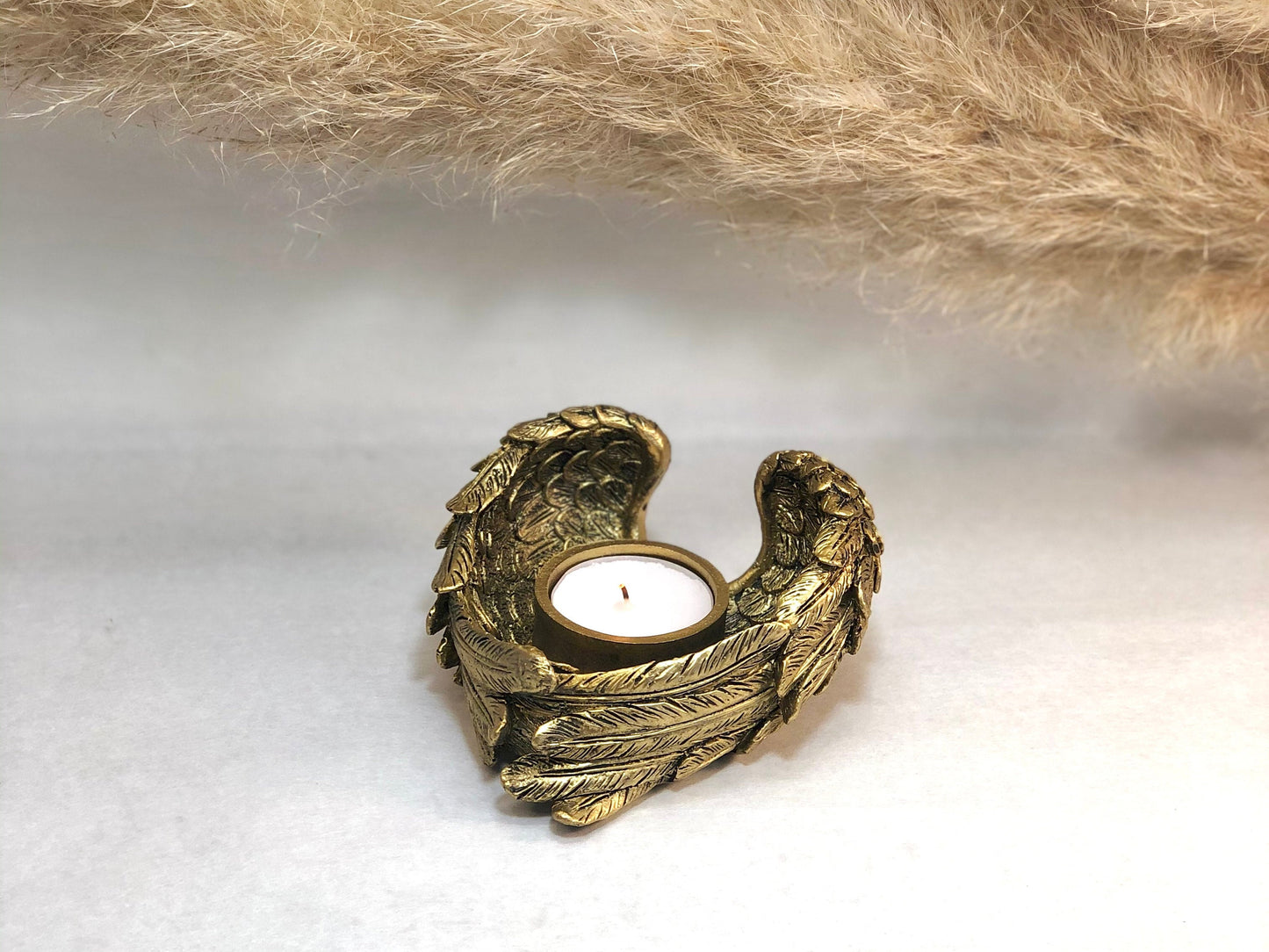 Gold Angel Wing Tealight Holder - Golden Candle Holder