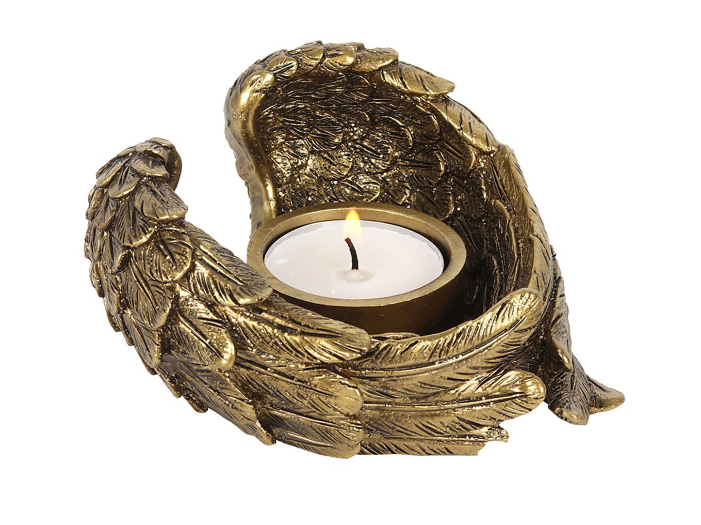 Gold Angel Wing Tealight Holder - Golden Candle Holder