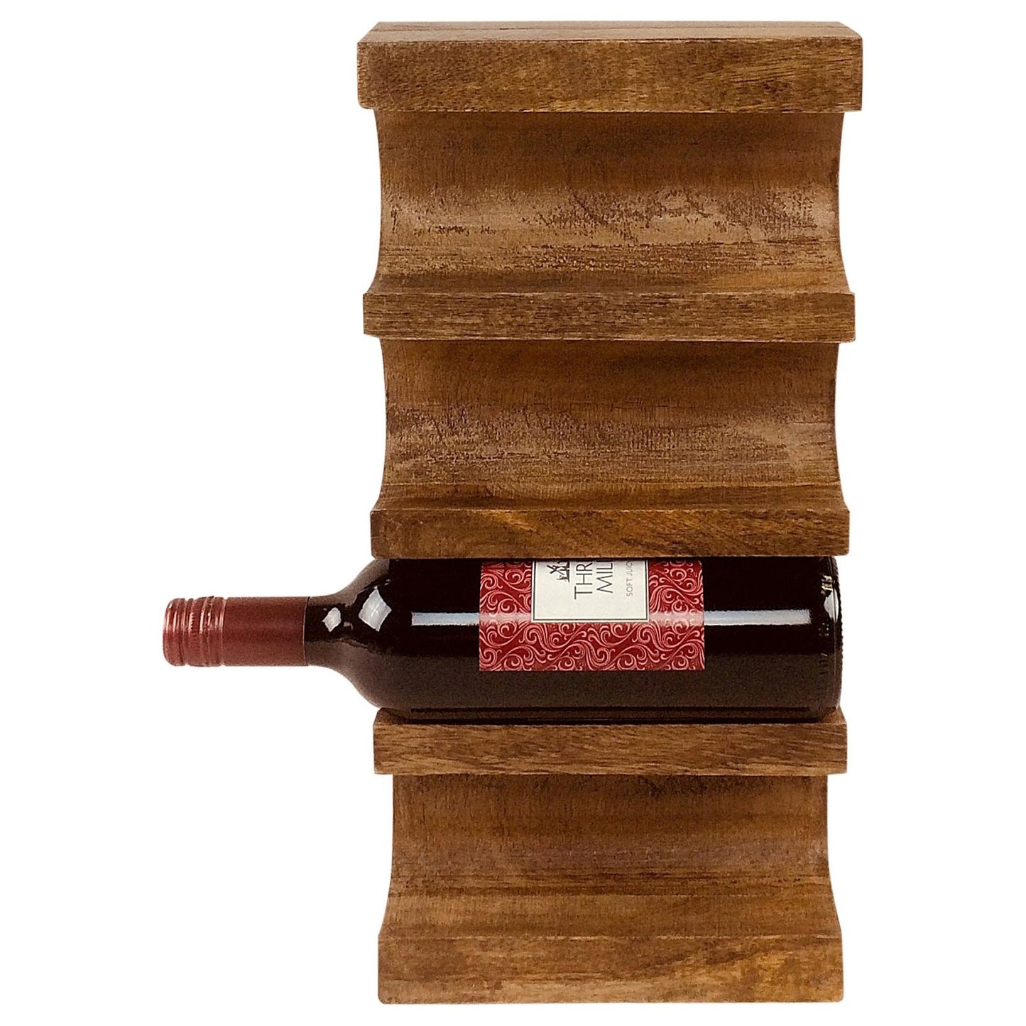 Wall Mounted Wooden Wine Rack - 4 Wine Bottle Holder - Home Bar - Gifts for Him