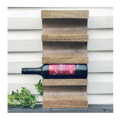 Wall Mounted Wooden Wine Rack - 4 Wine Bottle Holder - Home Bar - Gifts for Him