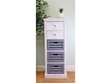Contemporary White & Grey Drawer Unit - Modern Crate Storage Unit - Wooden Bedside Unit Tables - Wooden Chest of Drawers - Bedroom Cabinets