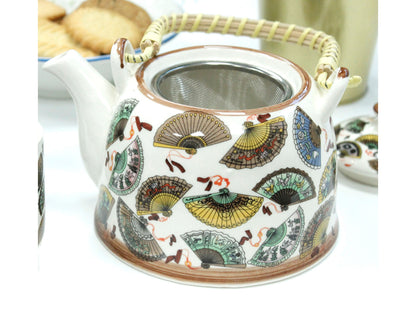 Traditional Herbal Tea Pot Set with Teapot with Tea Infuser & 6 Matching Tea Cups - Herbal Tea Gift Set