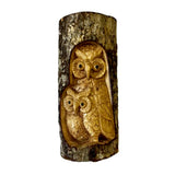 Wooden Tree Trunk Carving Art -  Green Man Wood Carvings - Owl Carving Artwork - Tree Stump Ornaments - Half Log Decor - New Home Gift