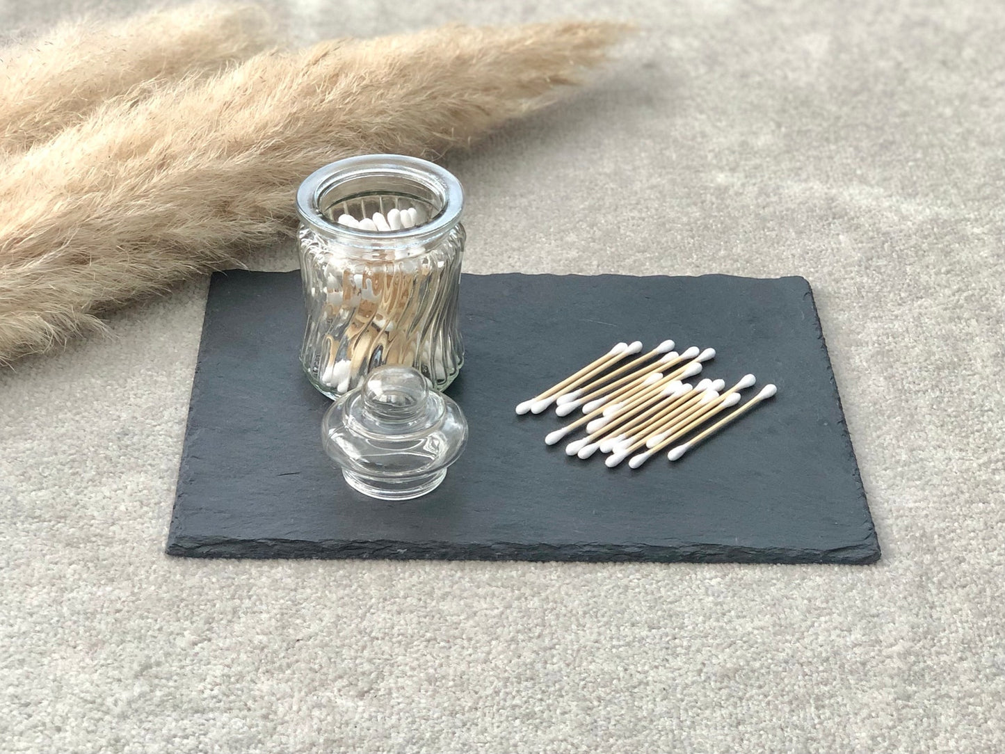 Eco Friendly Bamboo Cotton Buds in Glass Jar